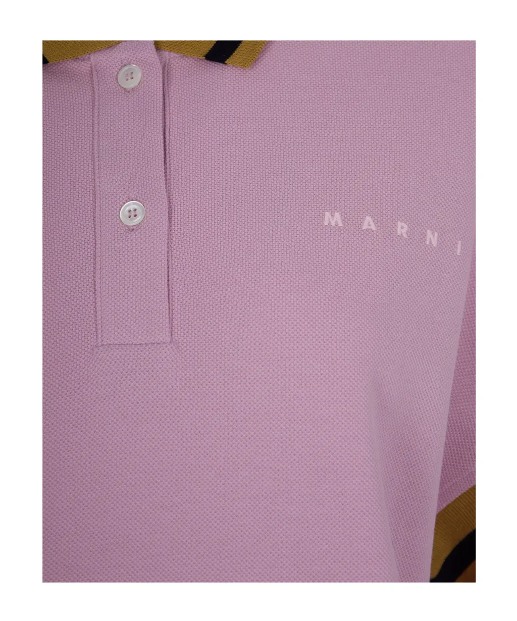 Marni Logo Embroidered Stripe-Detail Polo Shirt