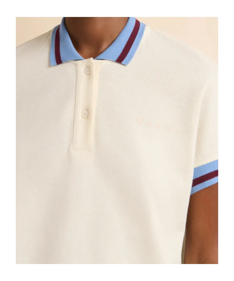 Marni Logo Embroidered Stripe-Detail Polo Shirt