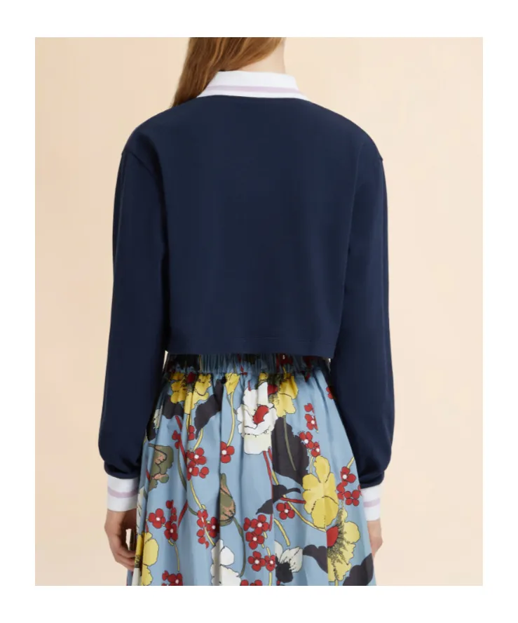 Marni Cropped Long-Sleeve Polo T-Shirt