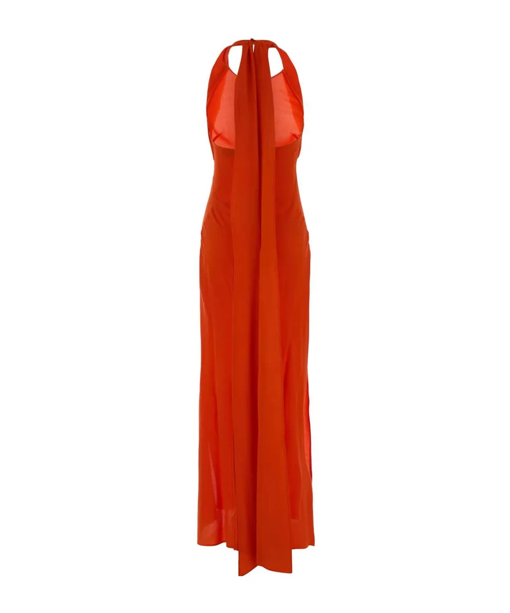 Blumarine Pussy Bow Long Marocaine Dress