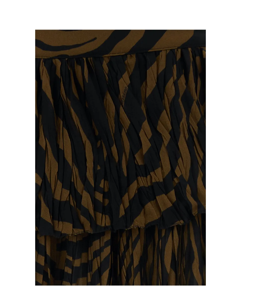Blumarine Asymmetric Printed Ruffled Chiffon Skirt