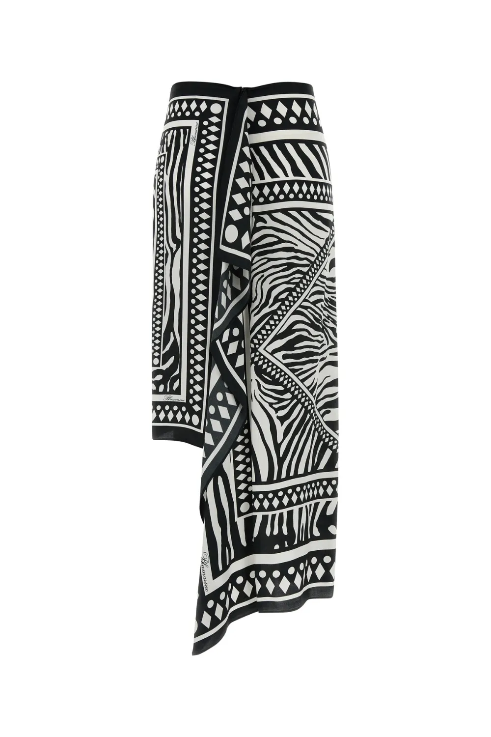 Asymmetrical Foulard-Print Skirt