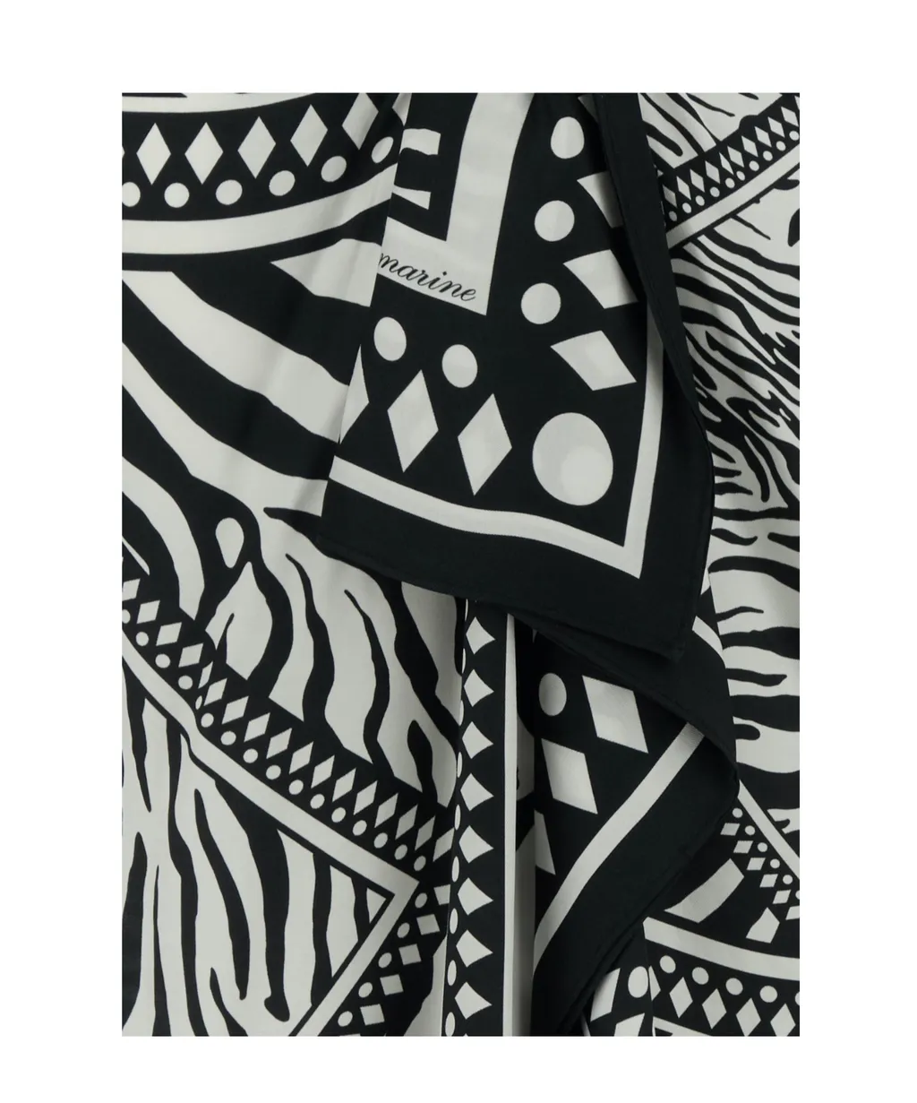 Asymmetrical Foulard-Print Skirt