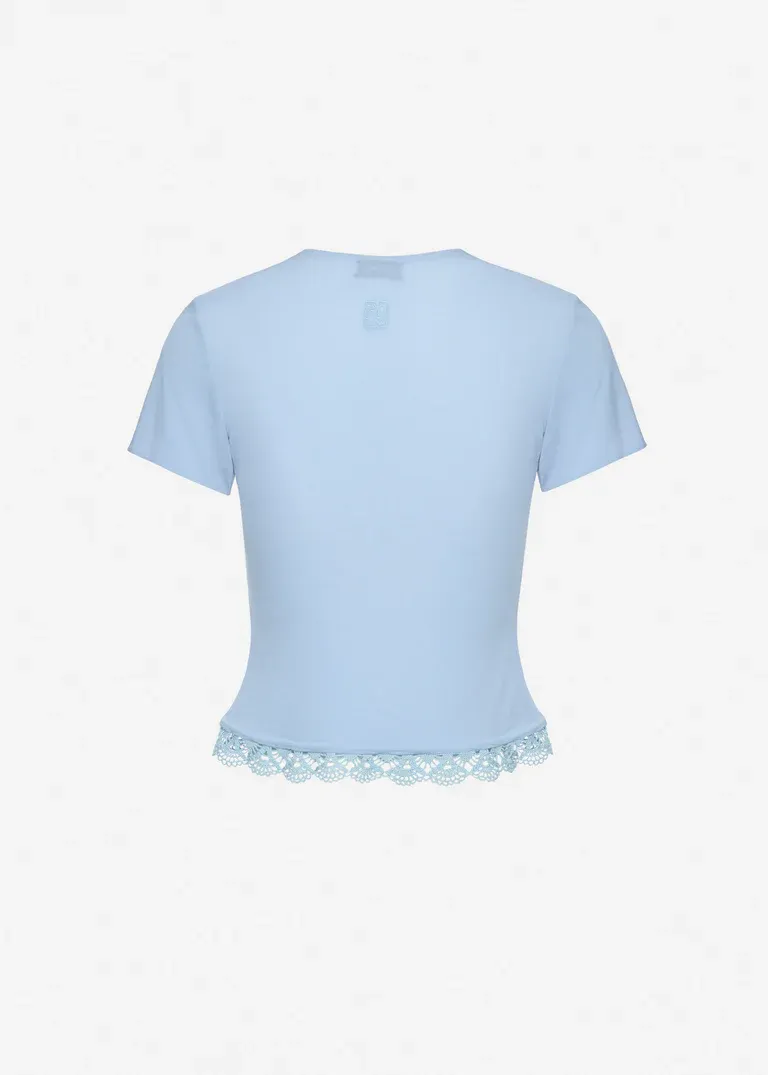 Magda Butrym Fitted Crochet Trim T-Shirt