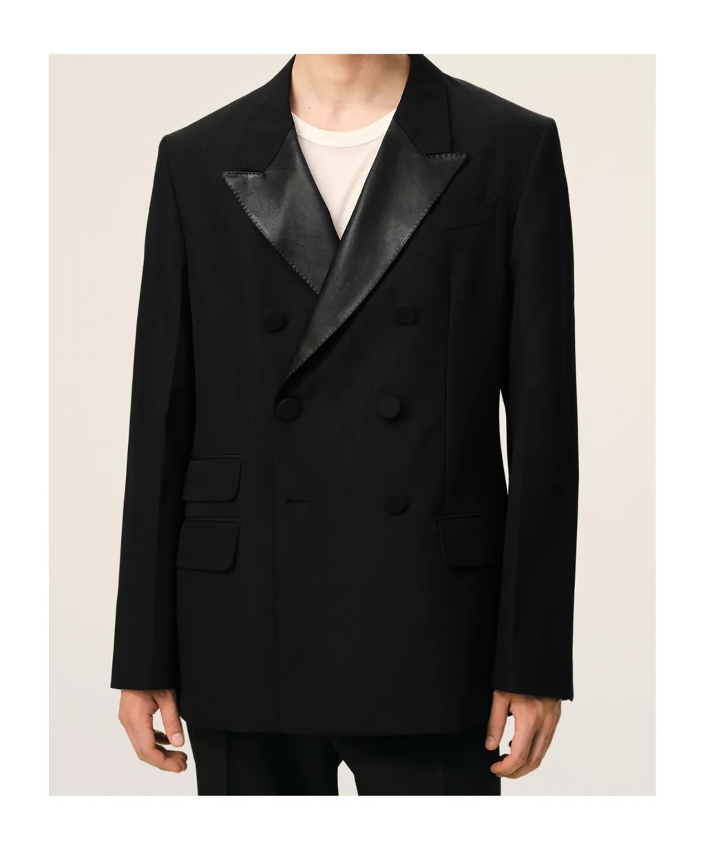 Ami Double Breasted Straight Smocking Jacket
