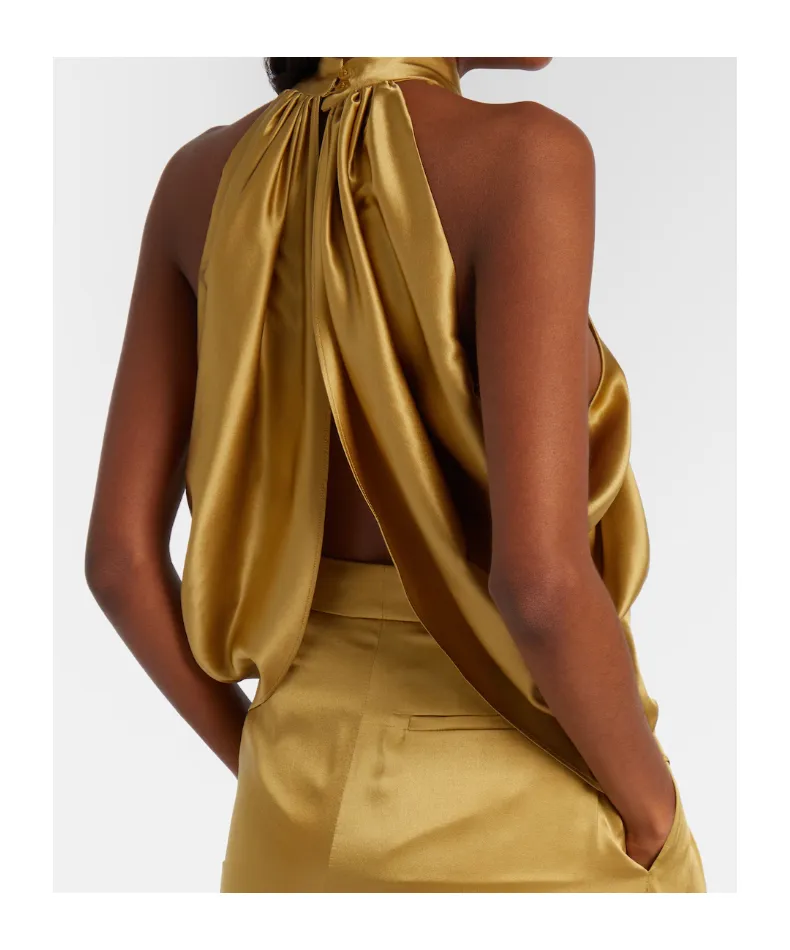 Open-Back Silk-Blend Satin Top