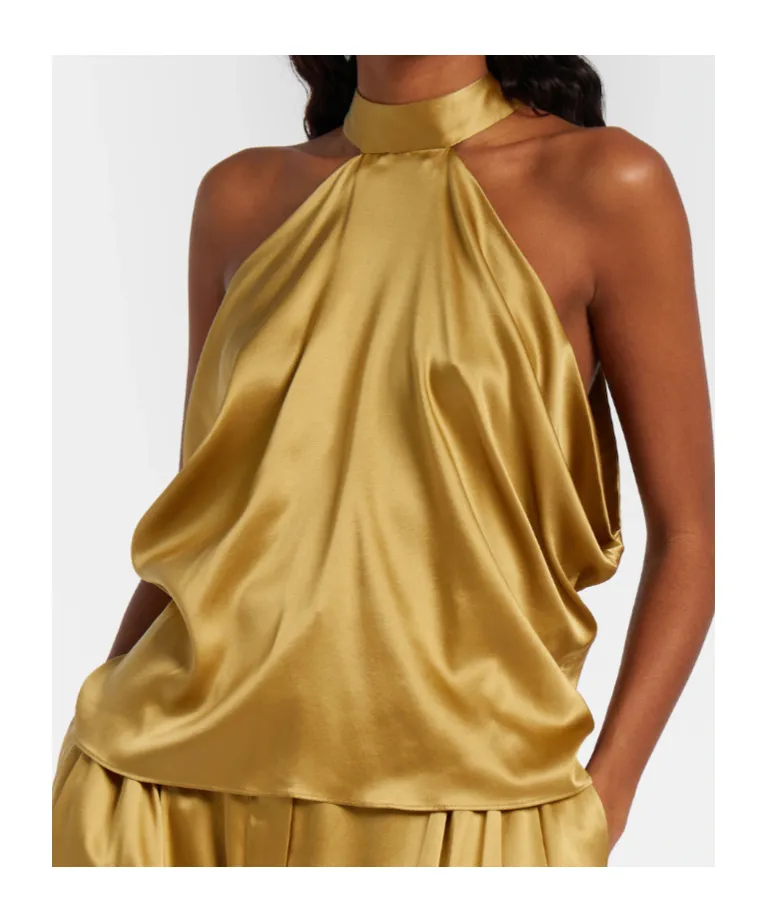 Open-Back Silk-Blend Satin Top
