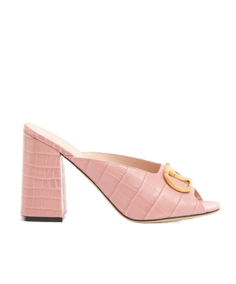 Vlogo Signature Slide Sandal In Printed Calfskin 95Mm