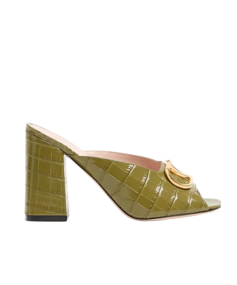 Vlogo Signature Slide Sandal In Printed Calfskin 95Mm