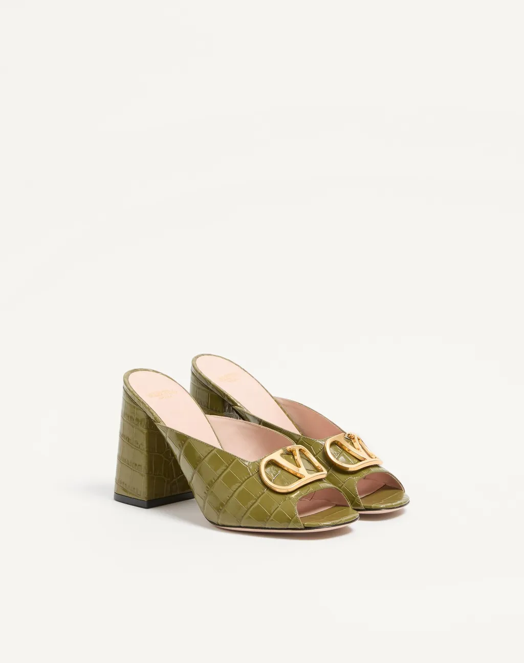 Vlogo Signature Slide Sandal In Printed Calfskin 95Mm