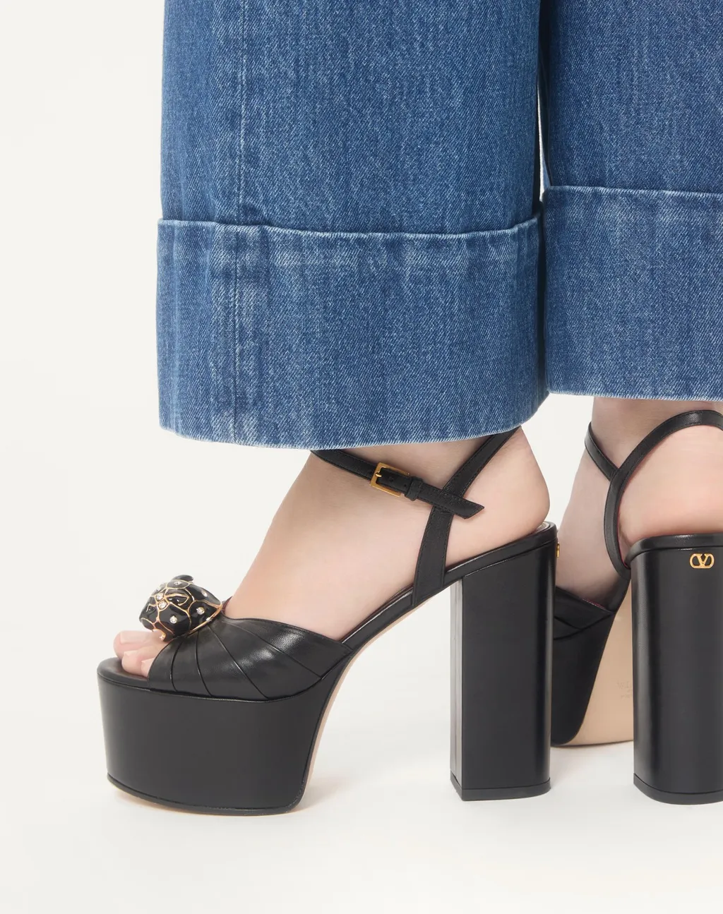 Panthea Platform Sandal In Kidskin Leather 125Mm