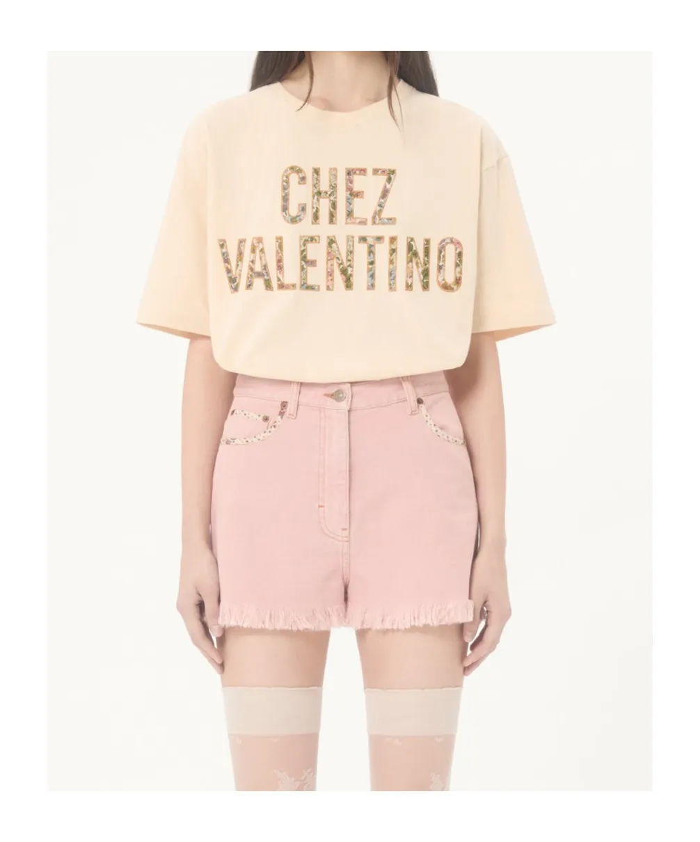 Valentino Logo Embroidered Crewneck T-Shirt