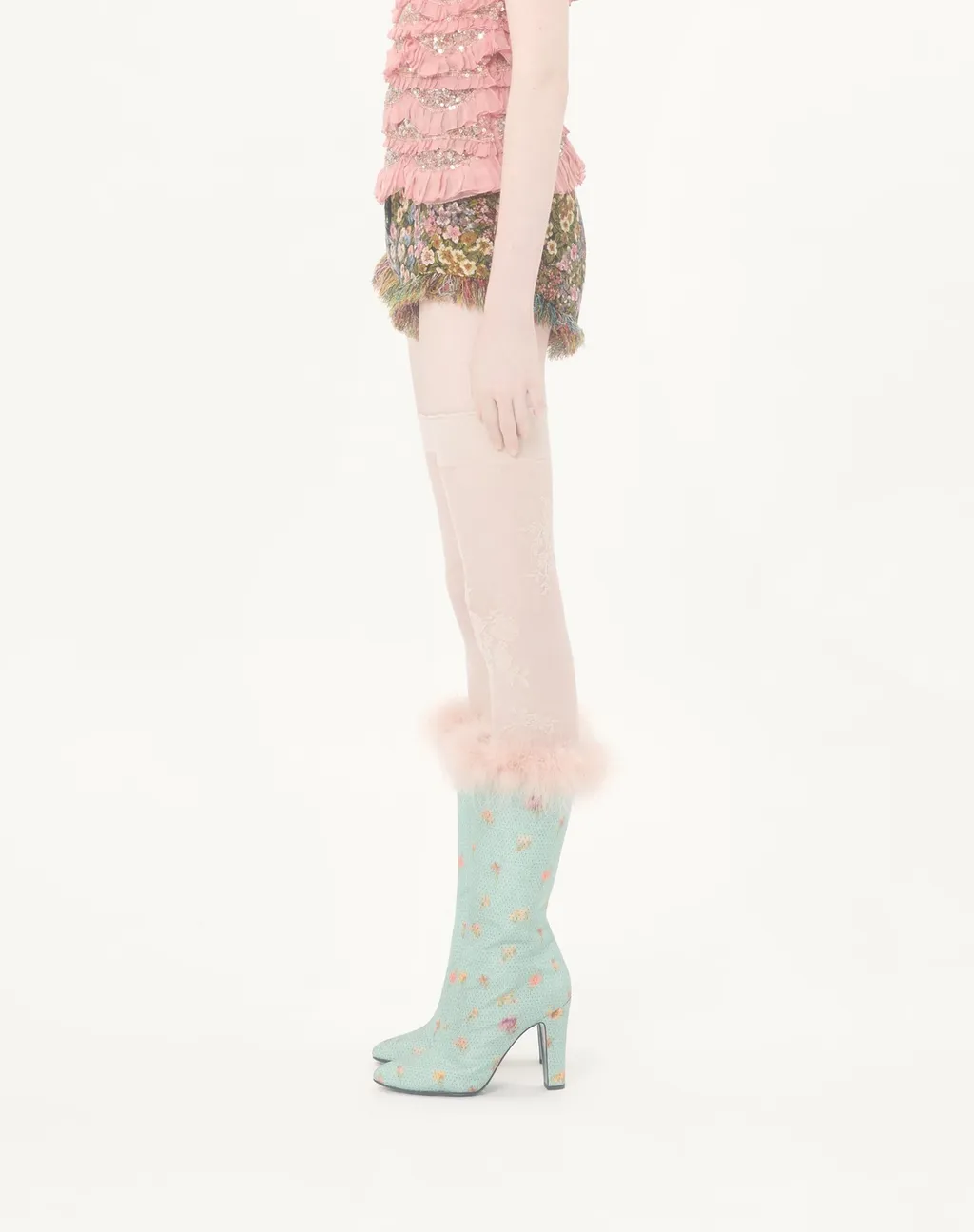 Fringed Floral-Print Shorts