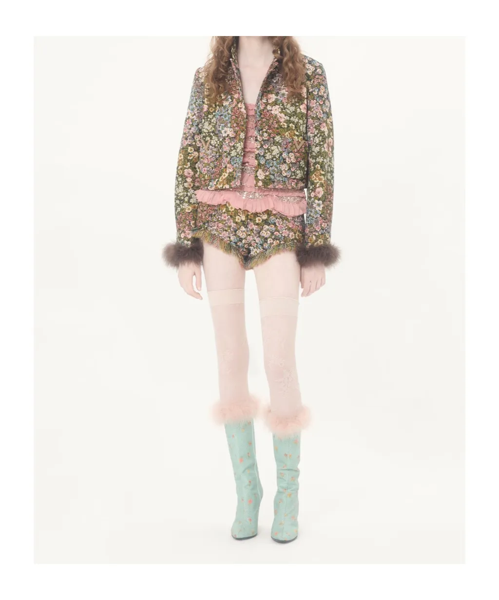 Fringed Floral-Print Shorts