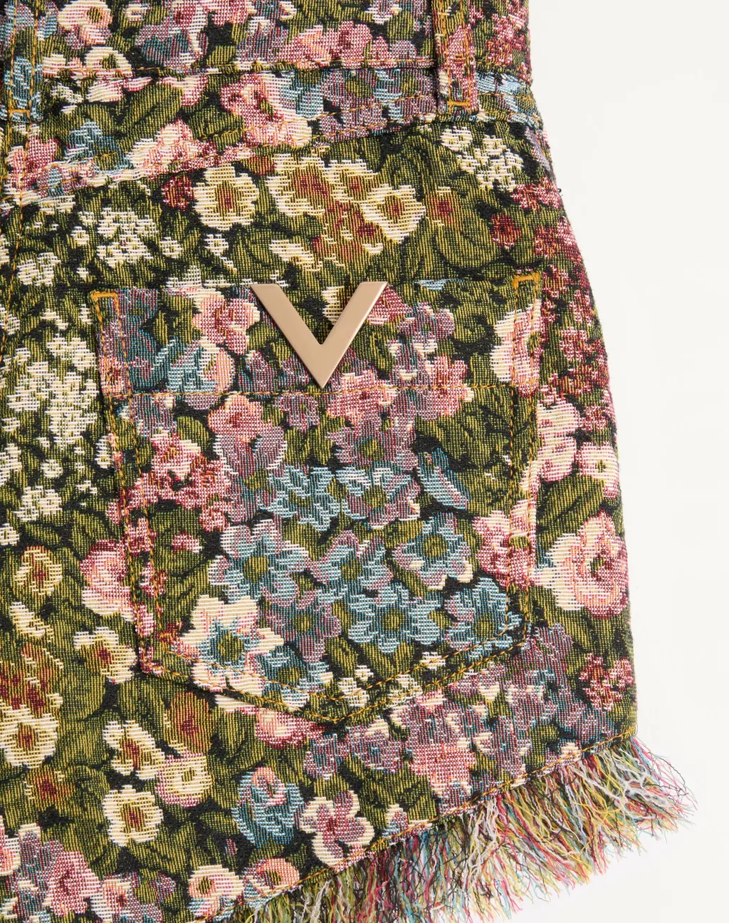Fringed Floral-Print Shorts