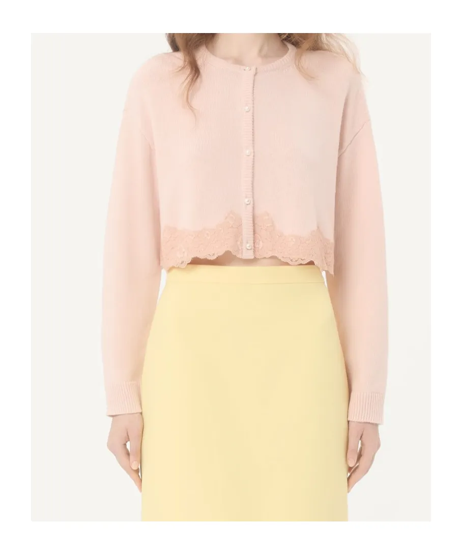 Wool Cardigan With Lace