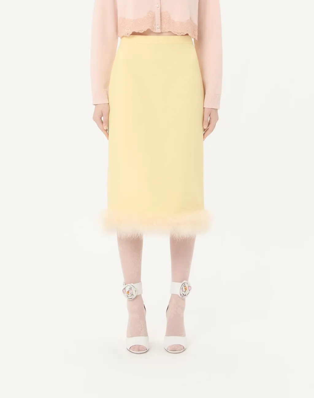 Crepe Couture Skirt With Feathers