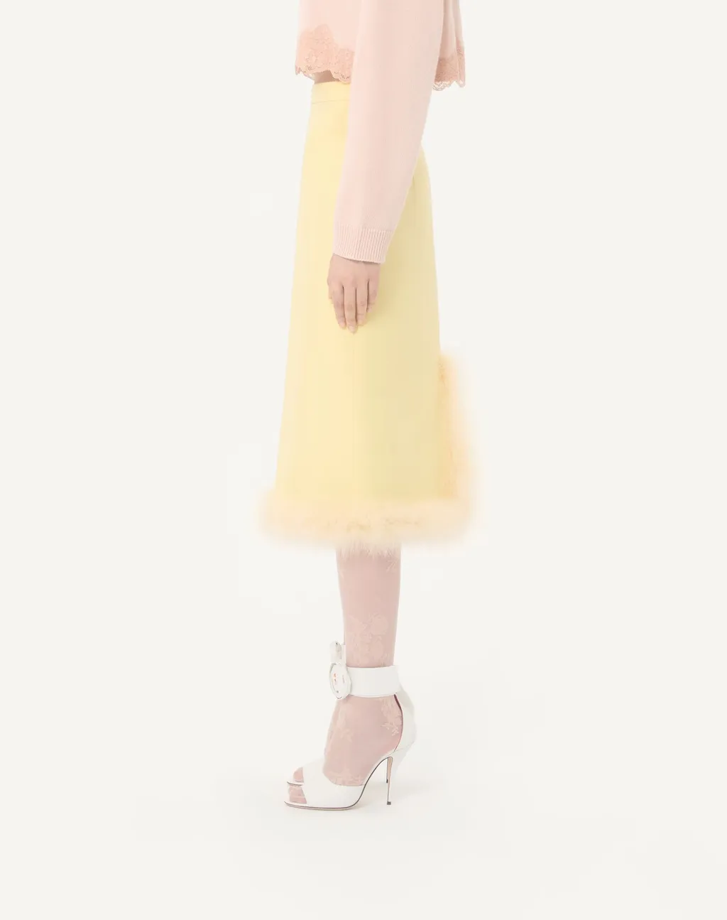 Crepe Couture Skirt With Feathers
