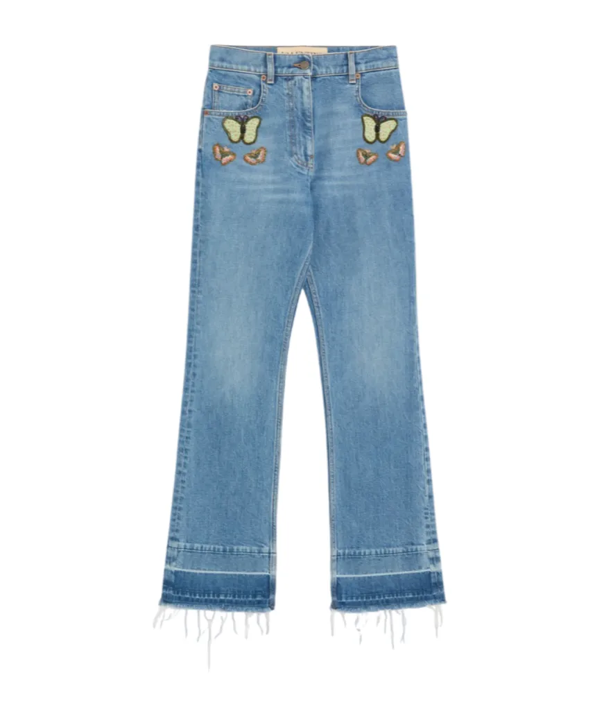 Embroidered Denim Trousers