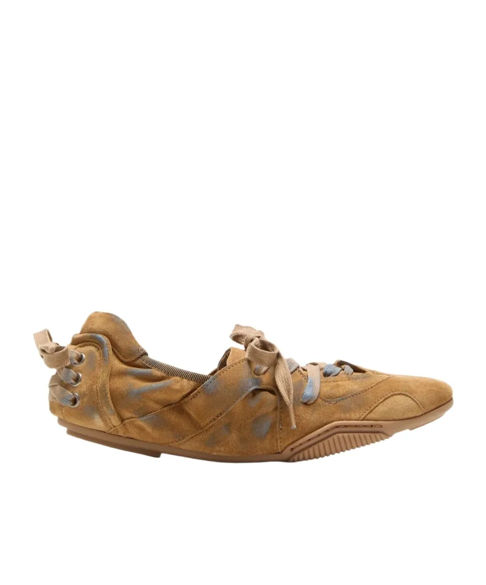 Lace-Up Suede Flats