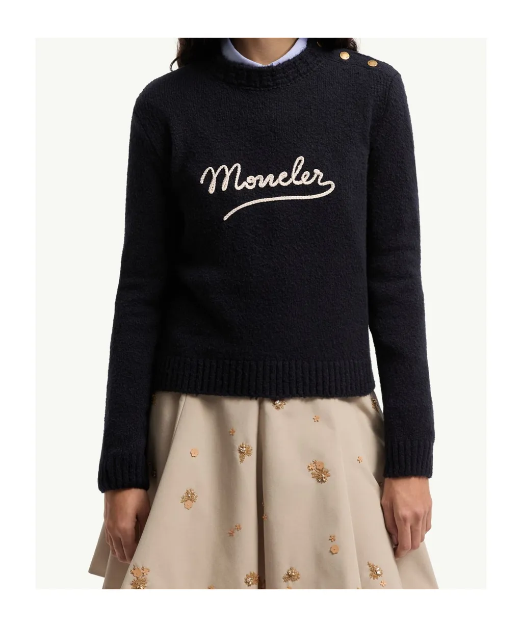 Embroidered Logo Cotton Blend Sweater