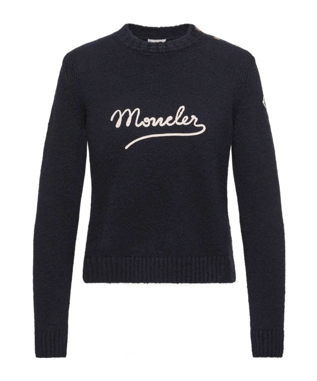 Embroidered Logo Cotton Blend Sweater