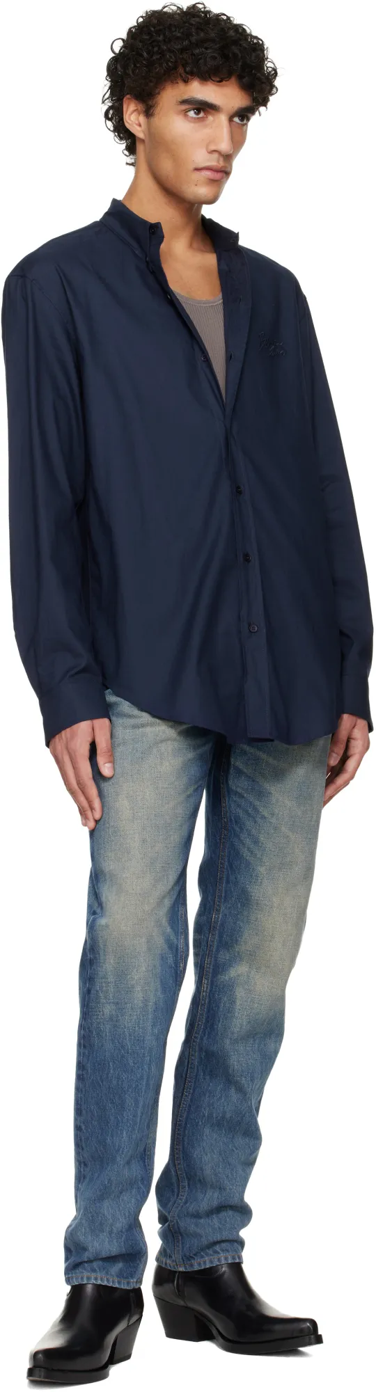 Balmain Collared Long-Sleeve Poplin Shirt