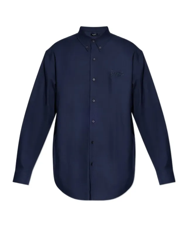 Balmain Collared Long-Sleeve Poplin Shirt