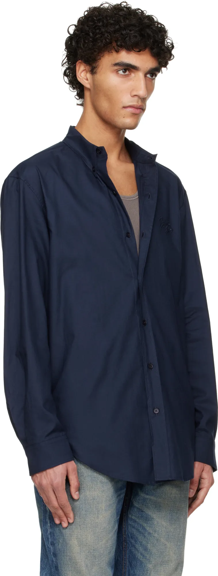 Balmain Collared Long-Sleeve Poplin Shirt