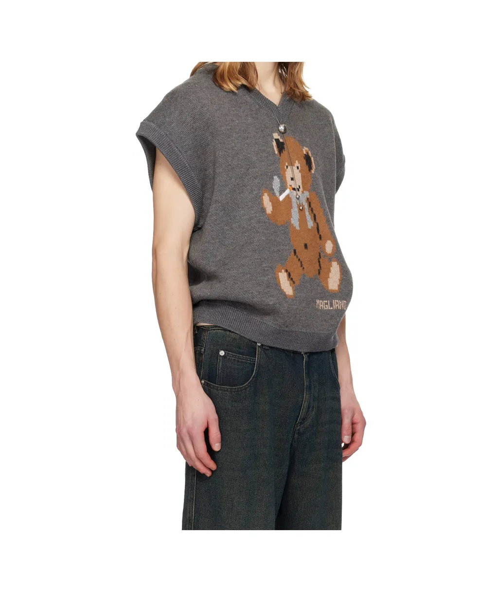 Teddy Bear Vest-Style Knit Sweater