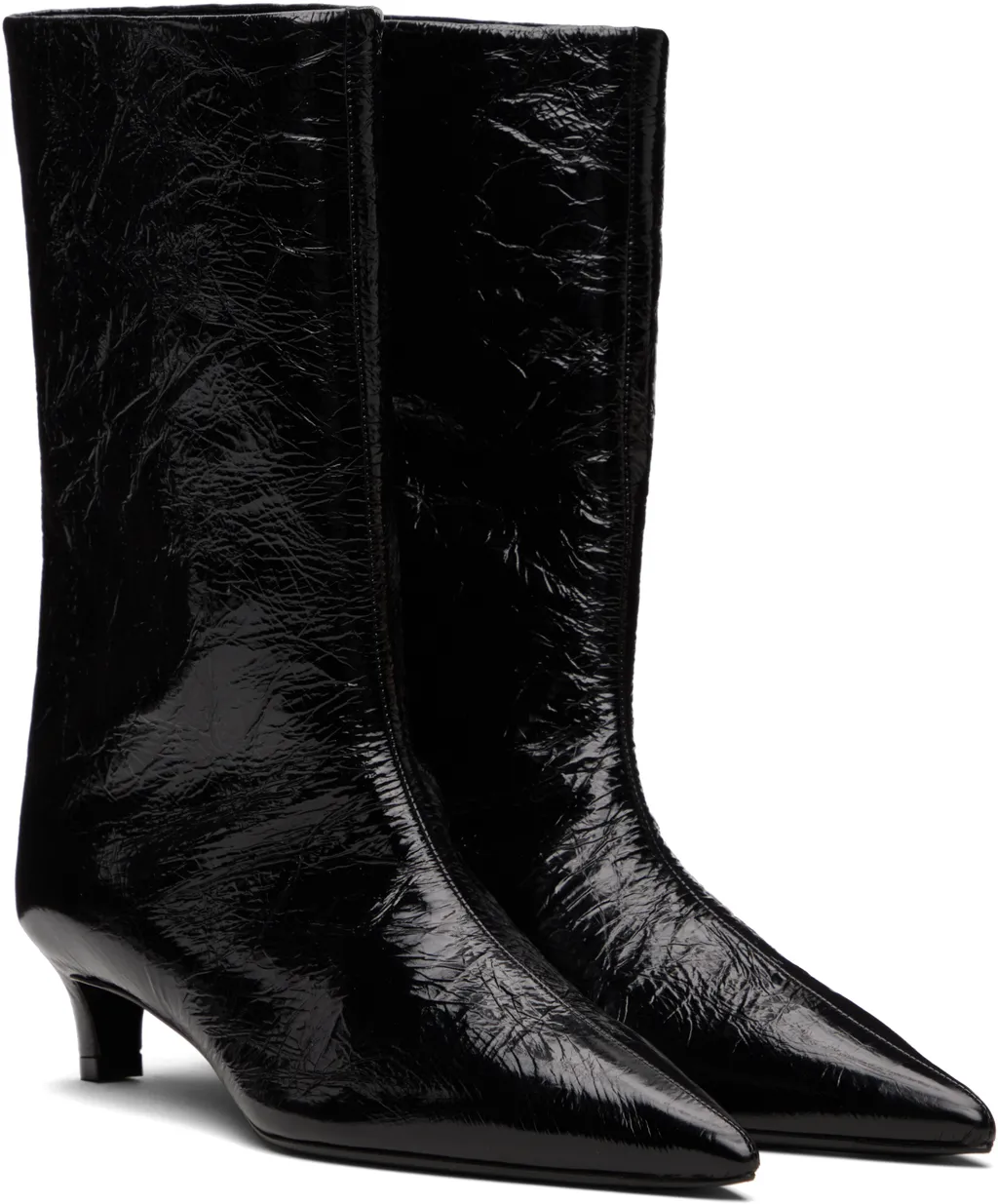 Pointed-Toe Pleated Boots