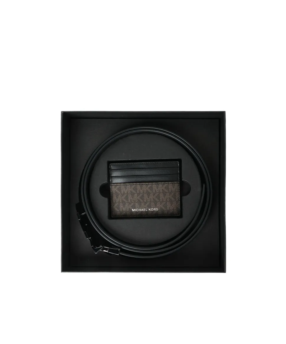 Logo Card Holder And Belt Two-Piece Set