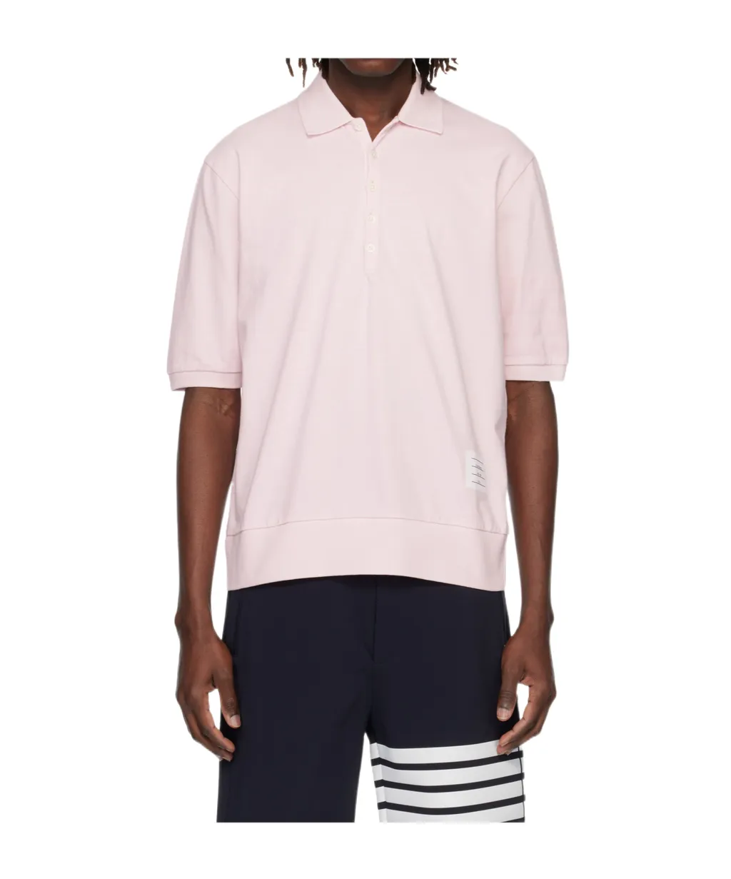 Thom Browne Ottoman 4-Bar Logo Patch Polo Shirt