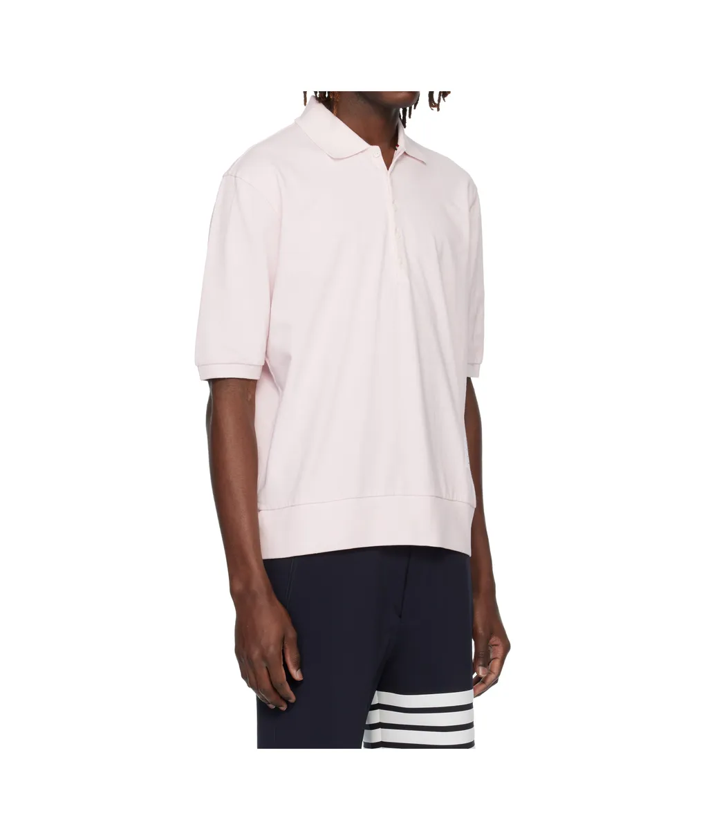 Thom Browne Ottoman 4-Bar Logo Patch Polo Shirt