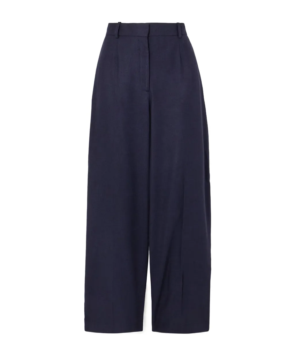 Pleated Wide-Leg Casual Pants