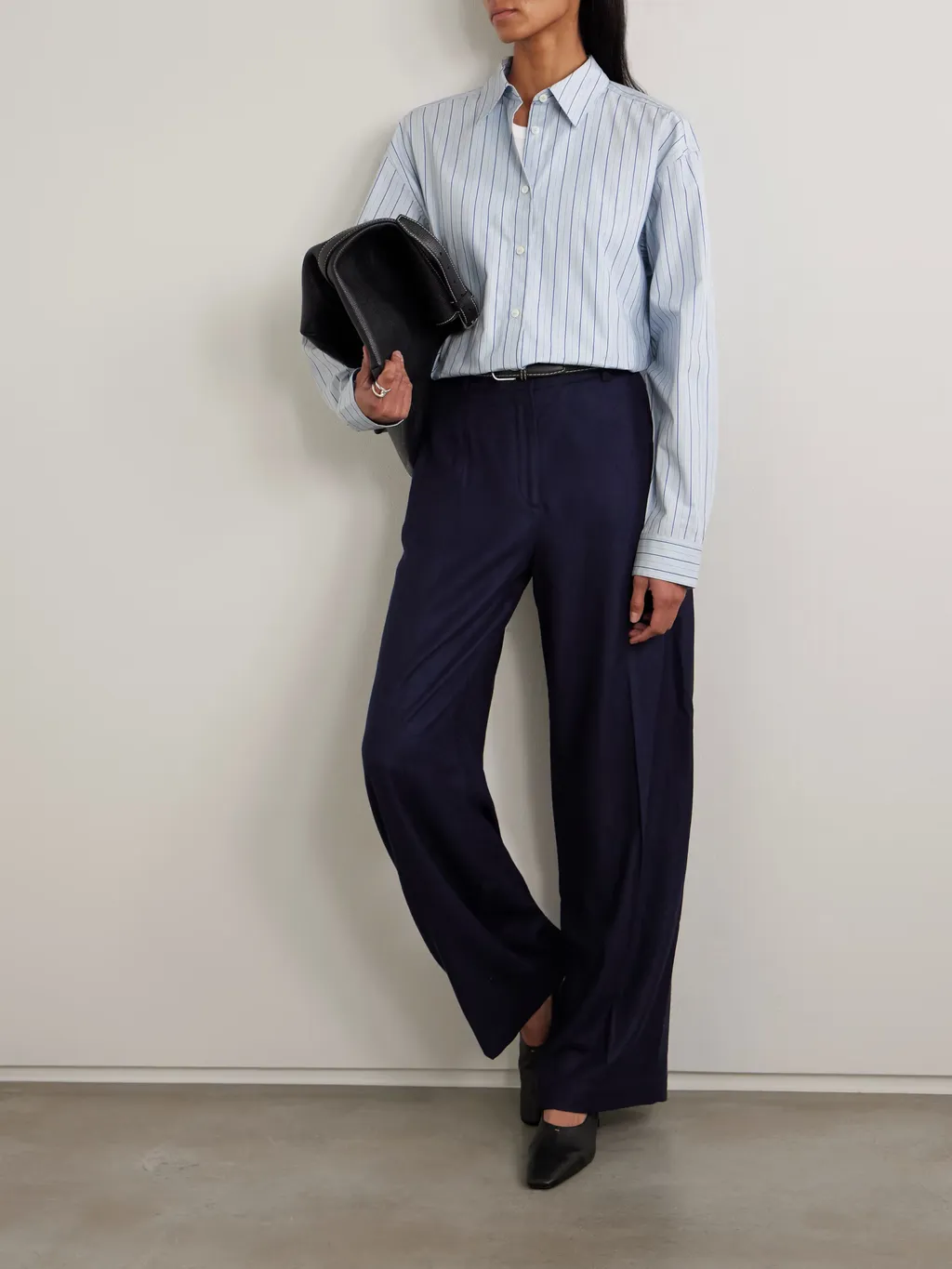 Pleated Wide-Leg Casual Pants