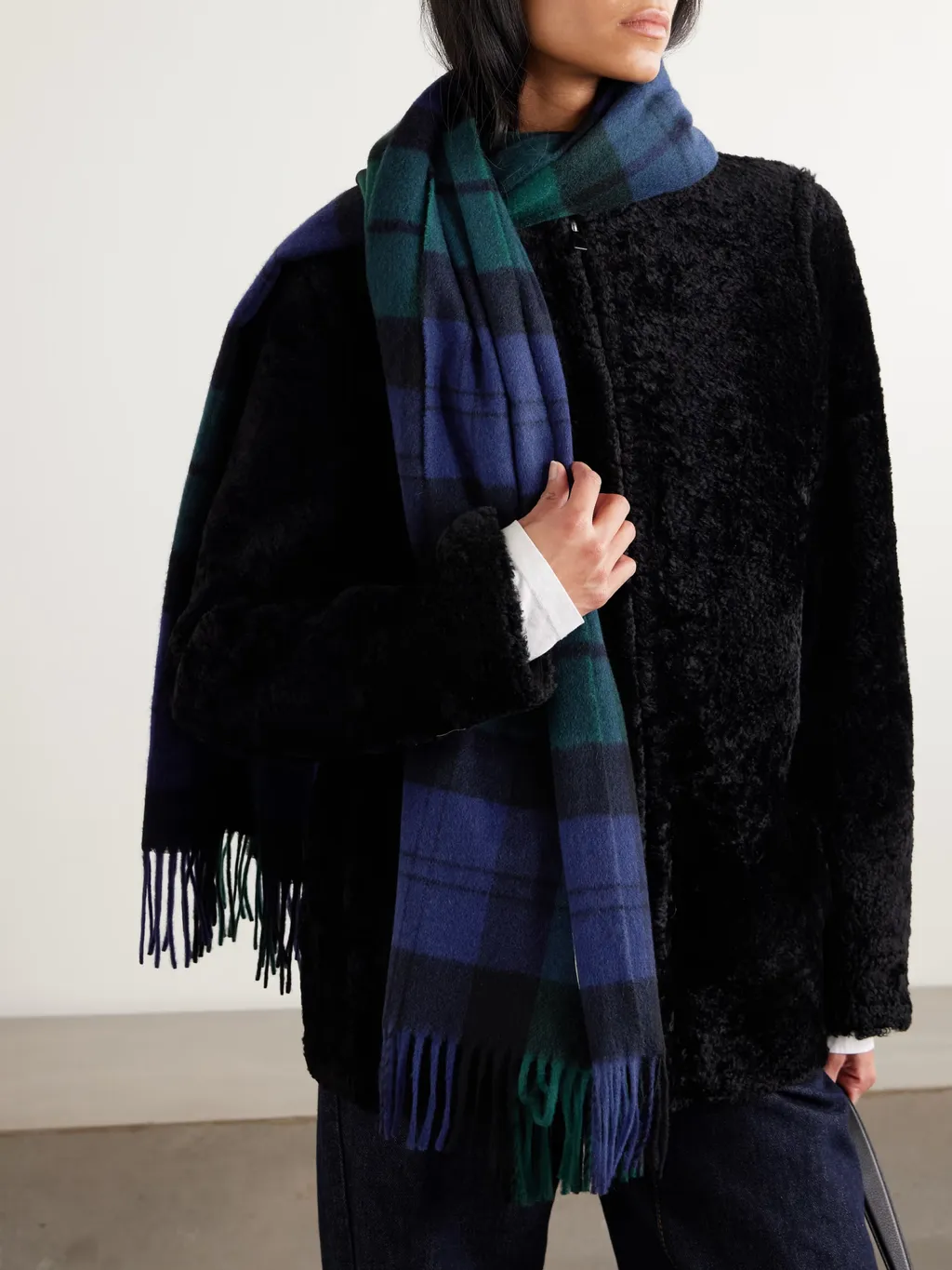 Checkered Cashmere And Wool Blend Scarf