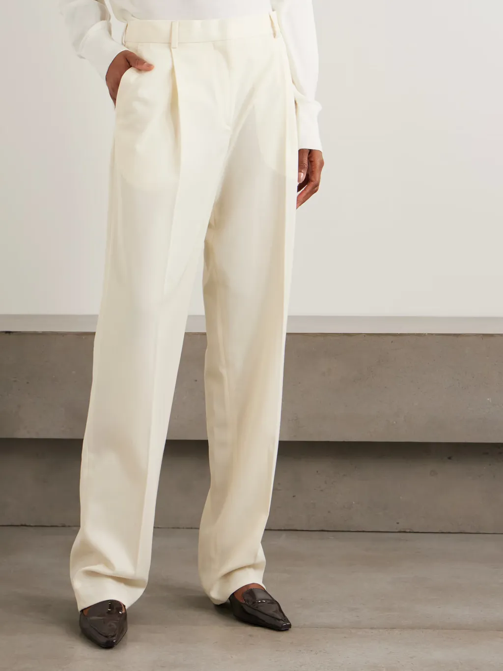 Pleated Wide-Leg Casual Pants