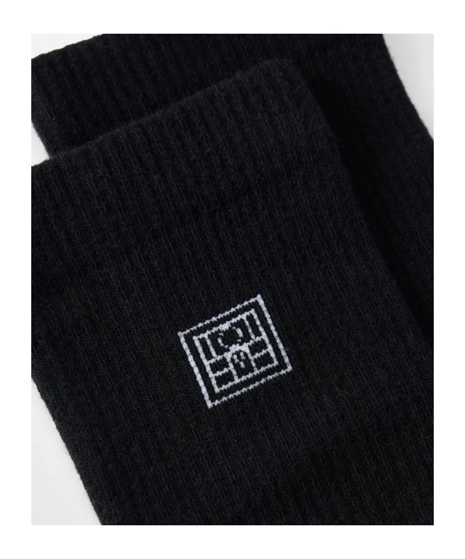 Two Pairs Of Embroidered Ribbed Blend Socks