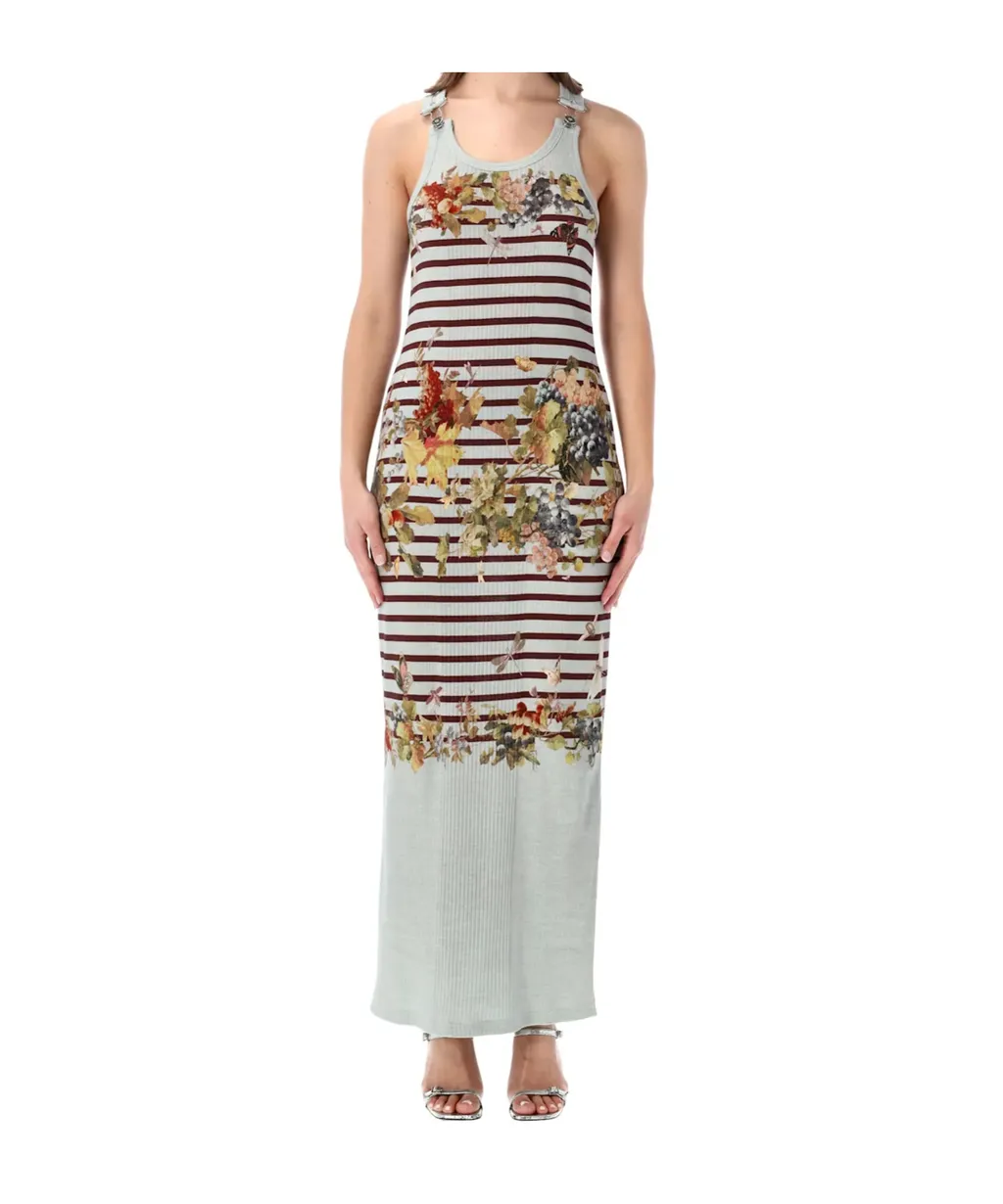 Jean Paul Gaultier Mariniere Grape Tank Long Dress