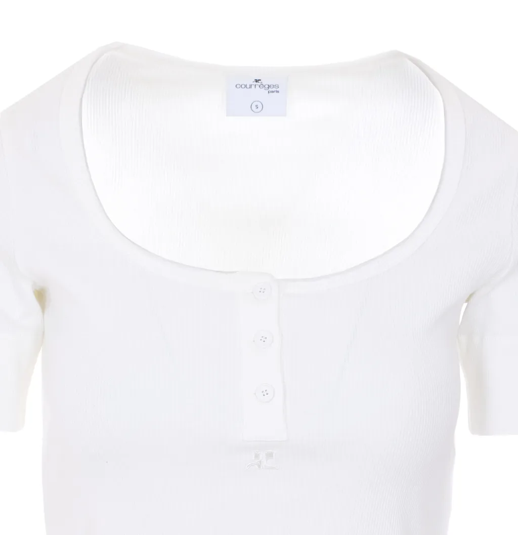 CourrÈGes Logo Embroidered Top