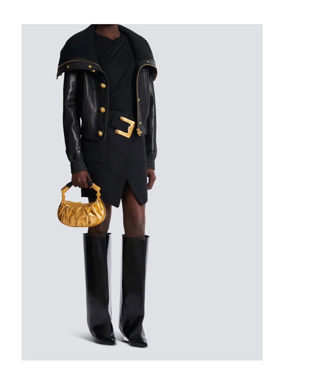 Balmain Quilted Collar Leather Jacket