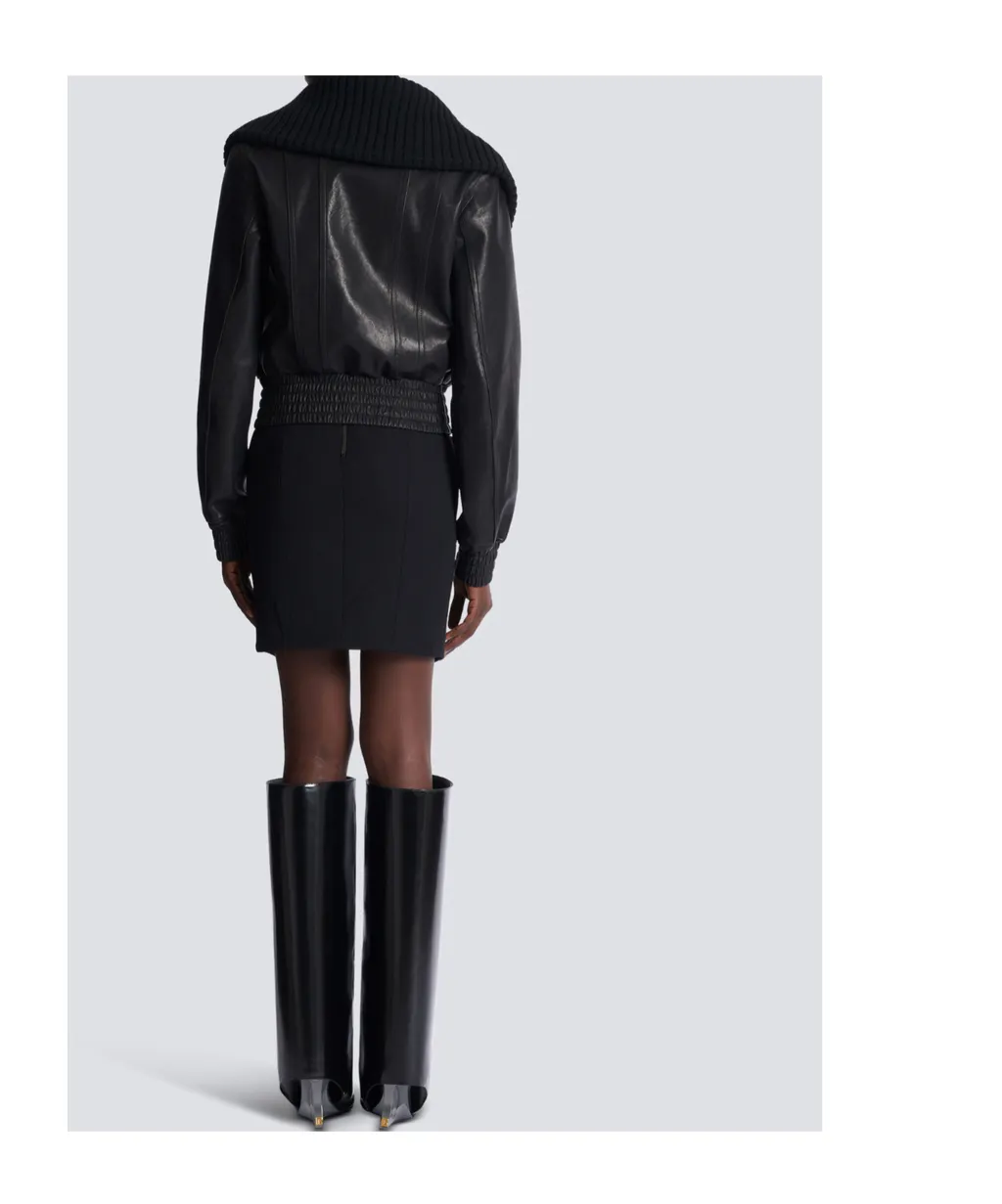 Balmain Quilted Collar Leather Jacket