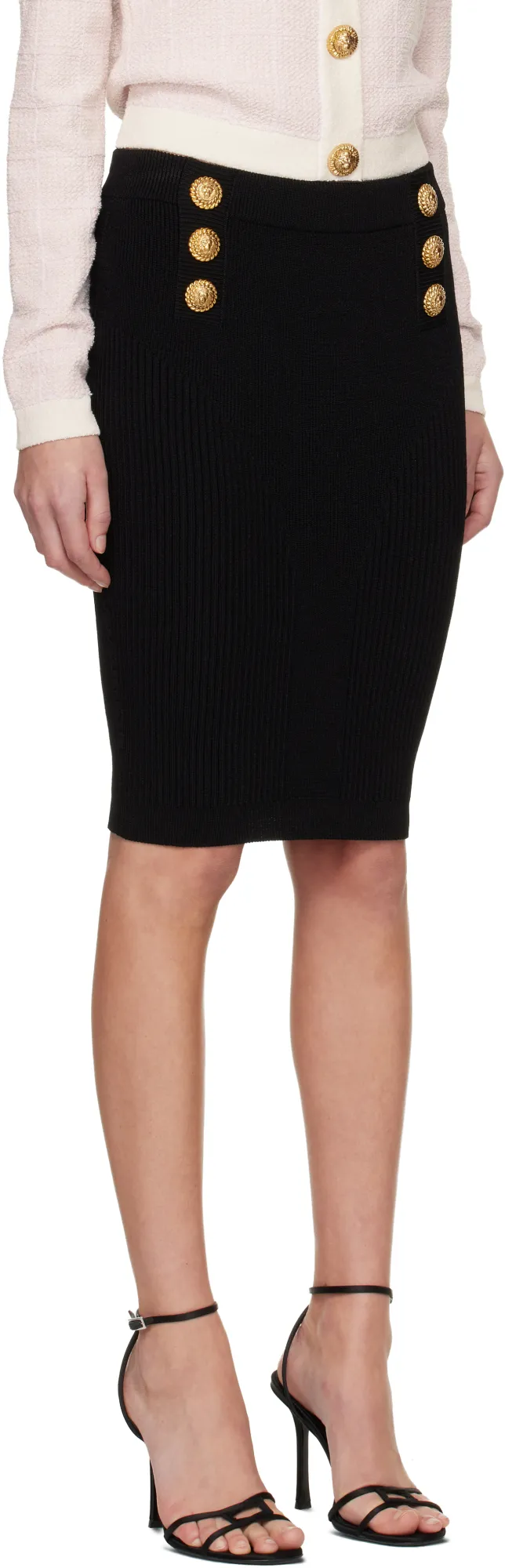 Balmain Button Detail Knitted Skirt