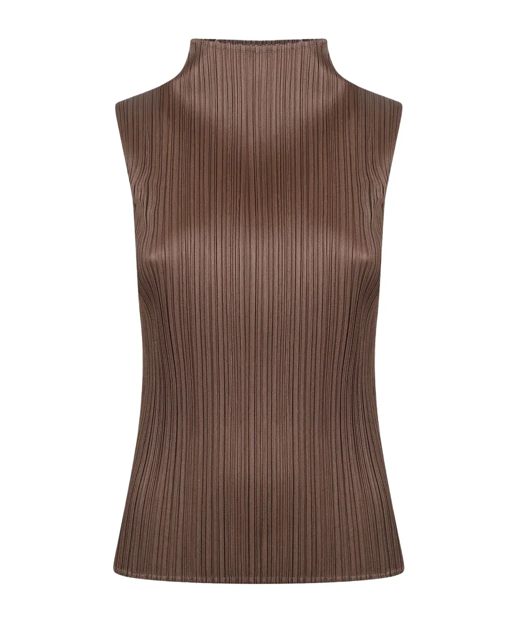 Pleats Please Issey Miyake High Neck Sleeveless Top