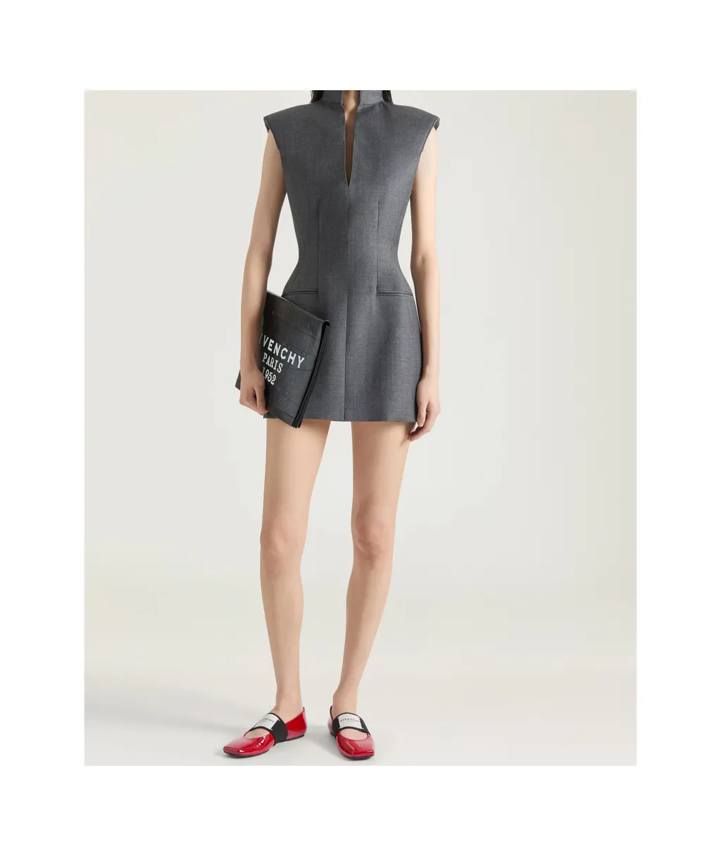 Sleeveless Tailored Dress In Wool
