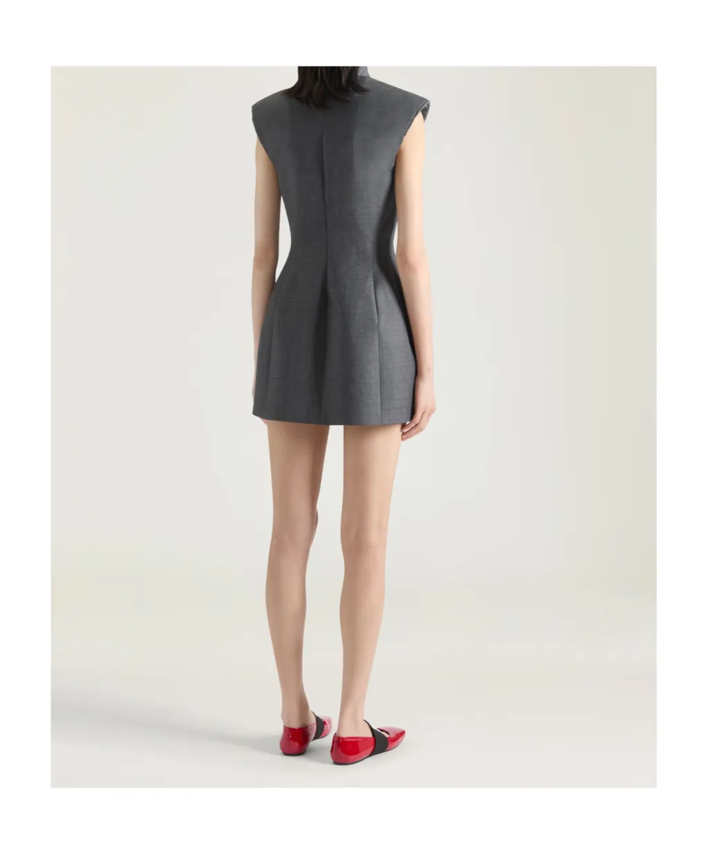 Sleeveless Tailored Dress In Wool