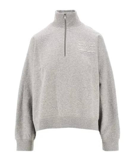 Ganni Half-Zip Logo Detailed Sweatshirt