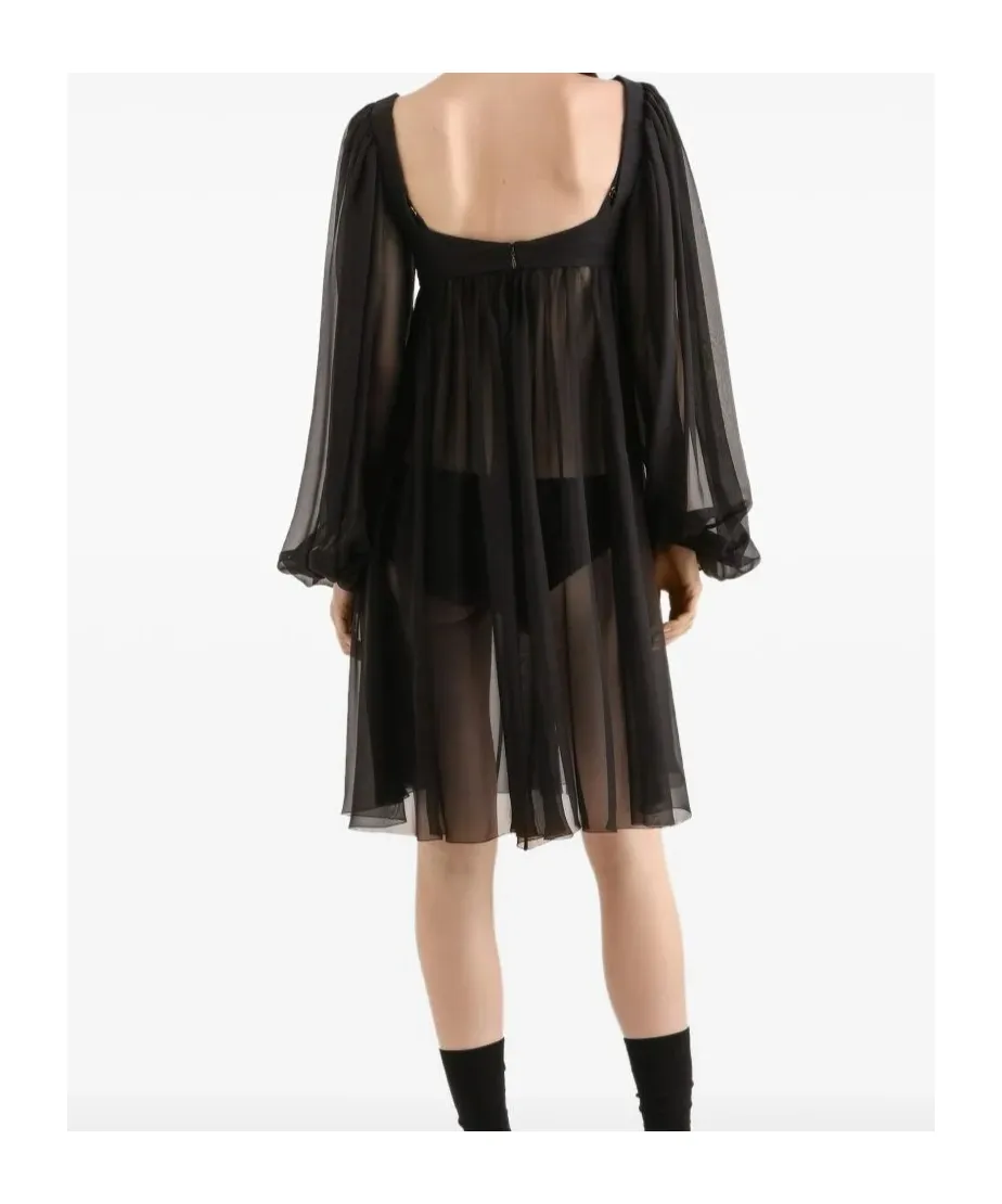 Lace Balloon-Sleeve Mini Dress