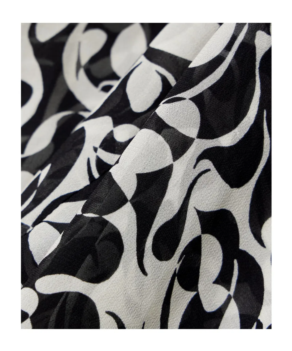 Printed Chiffon Straight Leg Casual Pants